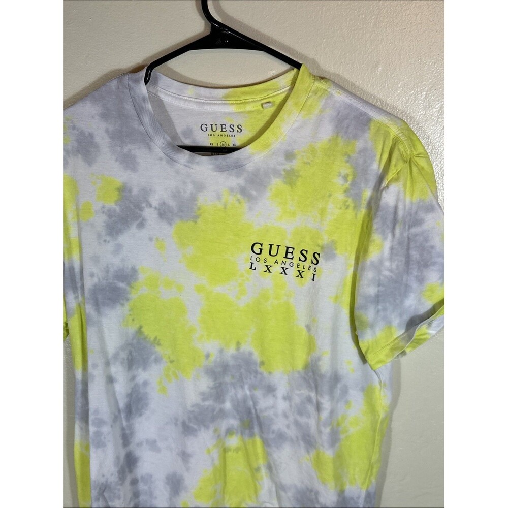 Guess M Tie Due Men’s Yellow White Gray Shirt Short Sleeve Los Angeles - Picture 2 of 3
